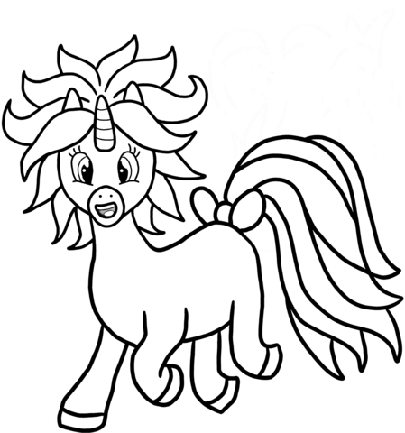 Cartoon Unicorn Coloring Page